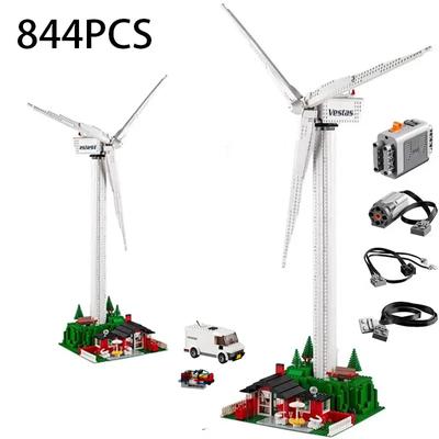 815 PCS Kreative Vestas Windkraftanlage Bausteine mit Elektromotor Set Zusammenbauen Ziegel Spielzeug mit Figuren für Jungen Kinder Geschenk