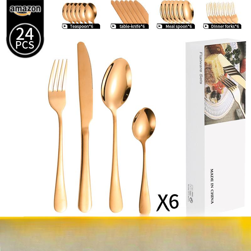 24-częściowe sztućce ze stali nierdzewnej Nóż Widelec i Łyżka Zachodni Nóż i Widelec do Steków