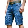 Letní Pánské Džínové Šortky Cargo s Více Kapsami Denní Ležérní Streetwear Vintage Jednobarevné Módní Džínové Šortky Muž