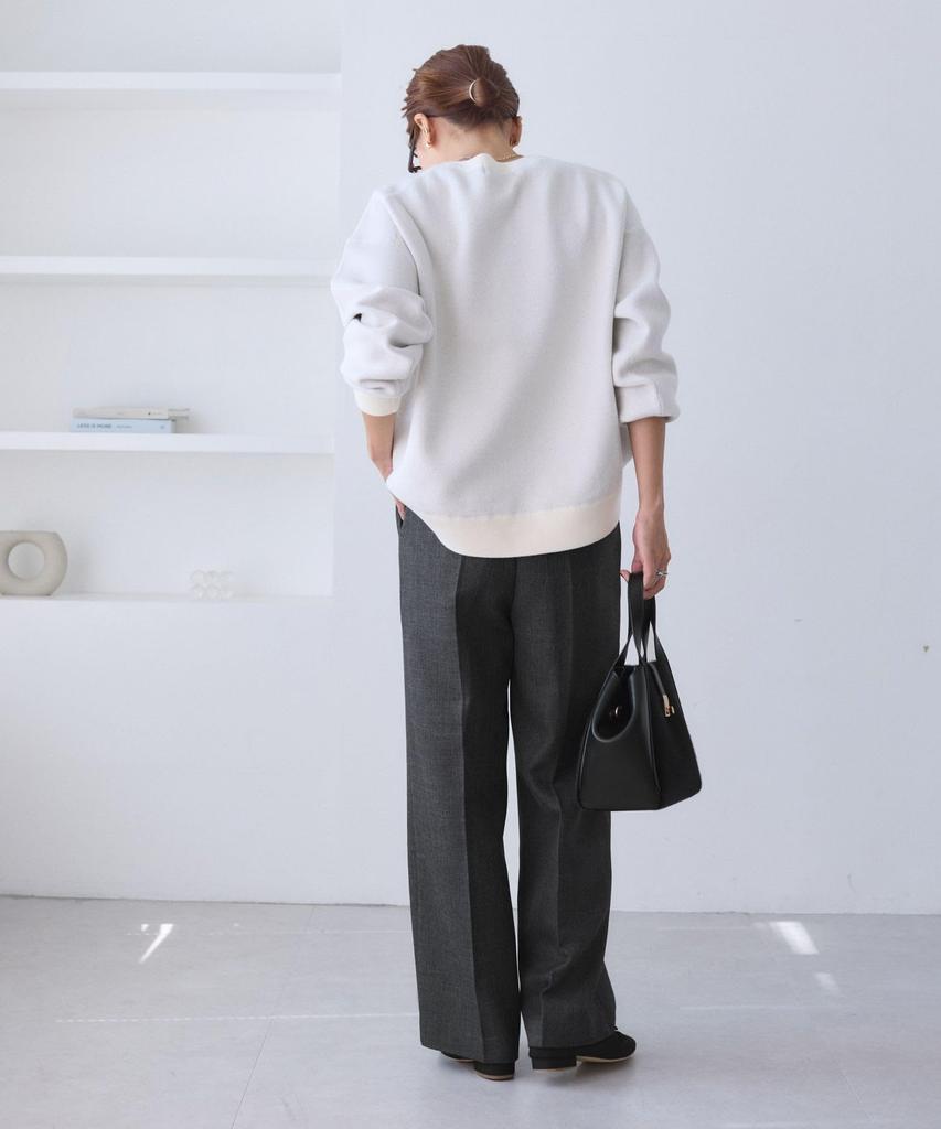 ROPE PICNIC Tweed Wide Charcoal Size S Three-Tone Pants/Set-Up Compatible, (06),