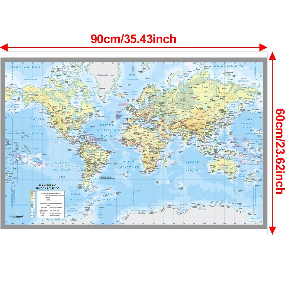 Spanish Map Background-World Map-City Map Wall Decor for Classroom,Office,Travel,Gift for Geography Enthusiasts,Graduation