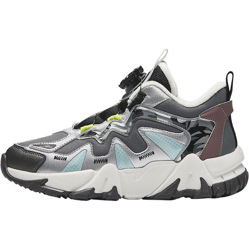 Anta Childrens Summit Fleece Comfortable Lightweight Shock Absorbing Warm Mid-Top Casual Shoes Kids Casual Shoes Mica-Gray A12446917-1
