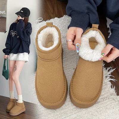 2025 Nové dámské sněhule Ležérní nazouvací Botas Mujer Plyšové Teplé Domácí Bavlněné Boty Klasické Zimní Dámské Kotníkové Boty se Silnou Podrážkou