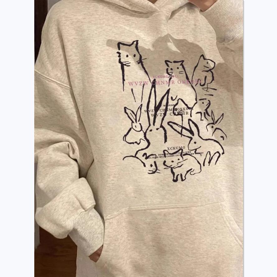 Unisex Pure Cotton Hooded Sweatshirt - 2025 Autumn/Winter Korean Style, Loose Fit, Thickened Trendy Outerwear