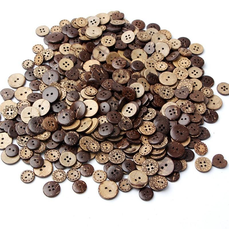 50pcs lot 18mm Brown Coconut Shell-4 Holes-Buttons Sewing Scrapbooking Diy Clothing Accessories