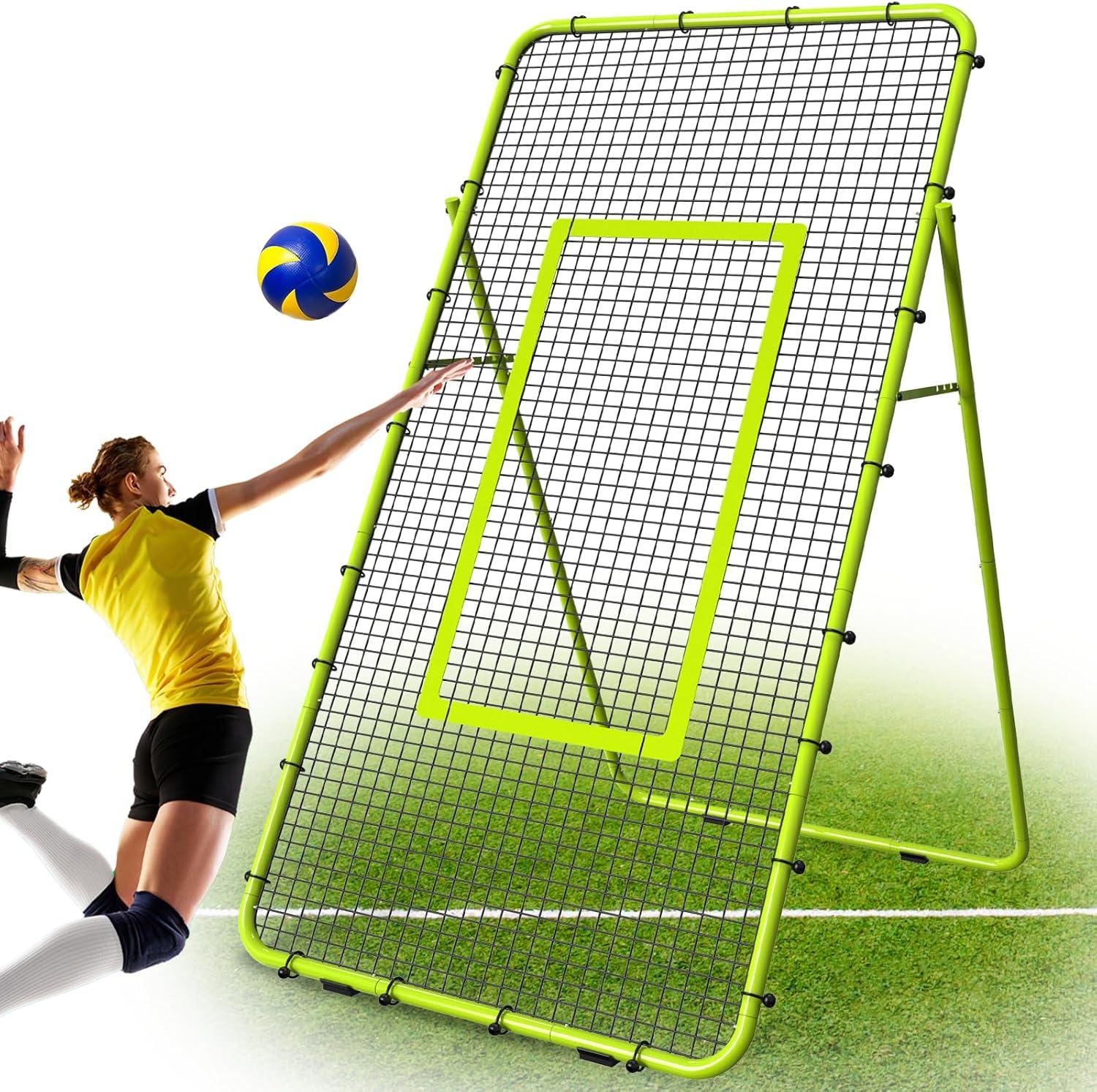 

Adjustable 7x4ft Volleyball Net - Multi-Sport Rebounder for Lacrosse/Baseball/Soccer/Tennis, Backyard Hitting & Serving Practice зелёный