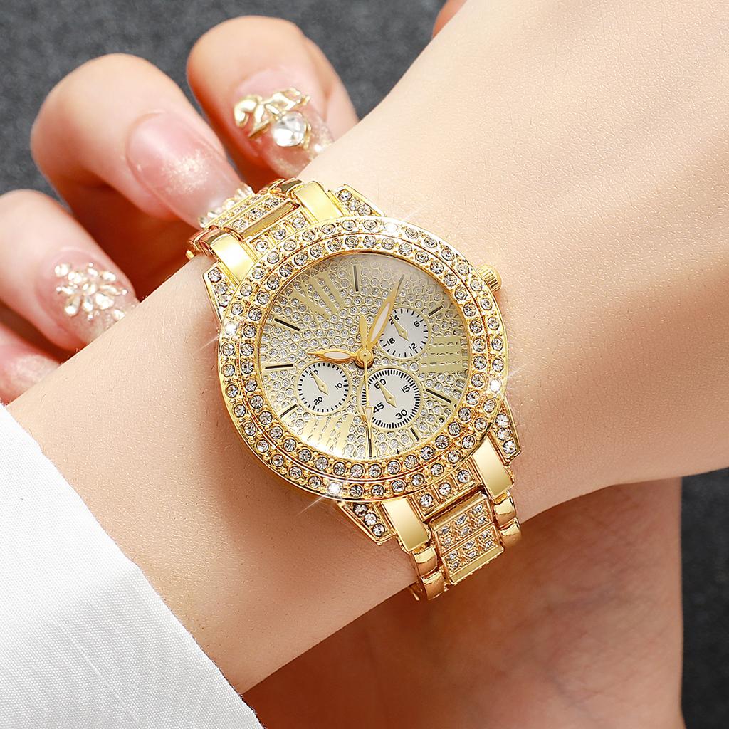 Xiaomi Luxury Full Diamond Women Watches Fashion Decorative Three-eyes Ladies Quartz Wristwatch Reloj Mujer Girls Clock (Without Box)