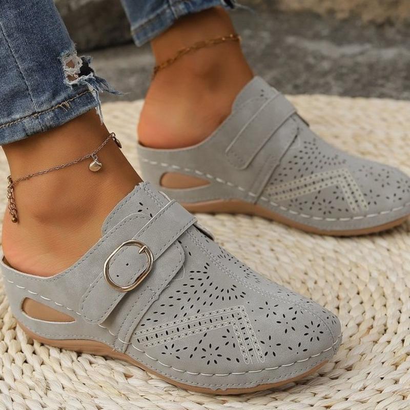 Summer Women's Slippers Hollow Beach Shoes Wedge Heels Womens Sandals Non Slip Durable Shoes for Women Retro Sandalias De Mujer