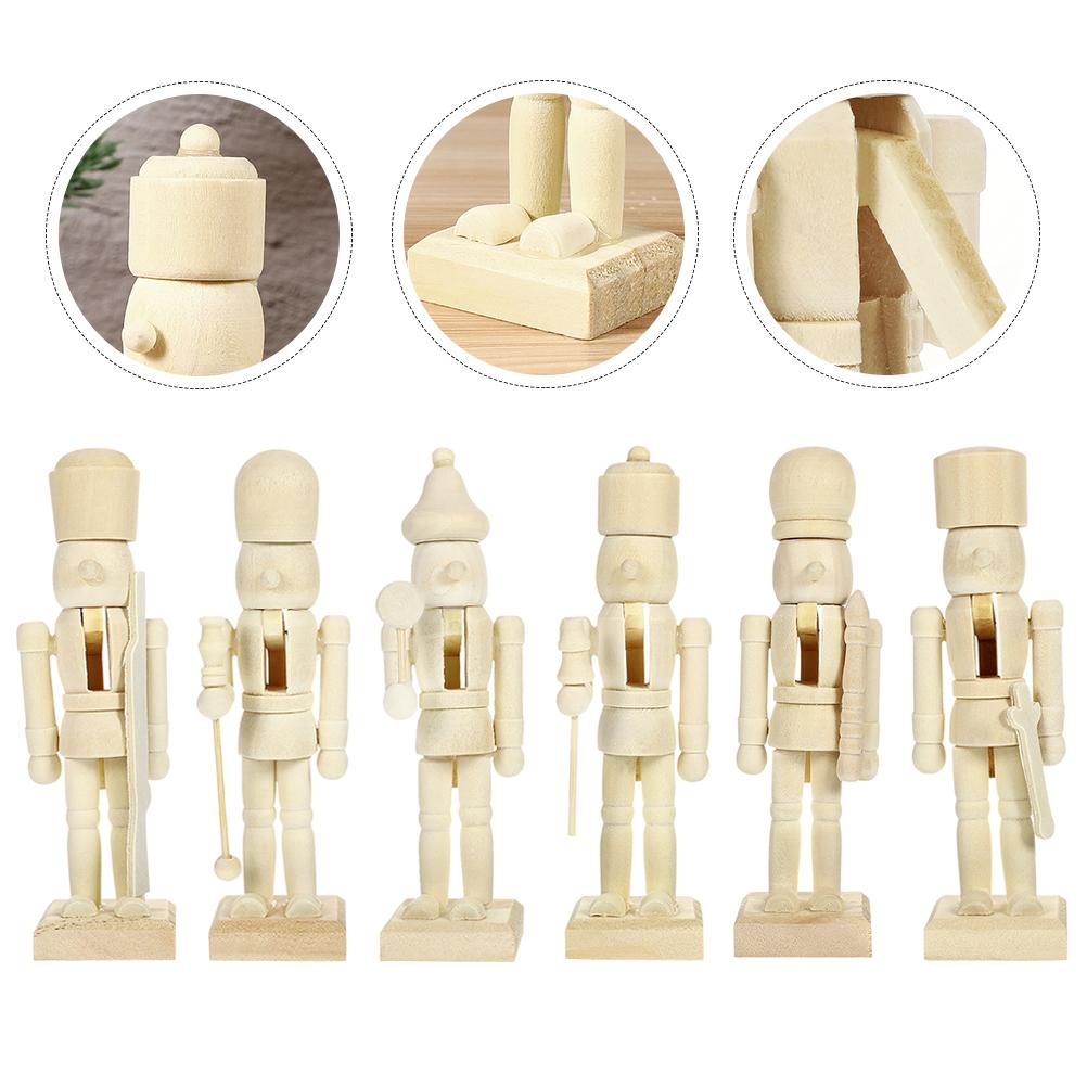 

12 Pcs Wood Nutcracker Decor Unfinished Wooden Figurine Craft Statue Mini Nutcracker Adornment Xmas naments Home Decoration 12.00X4.40X4.00CM