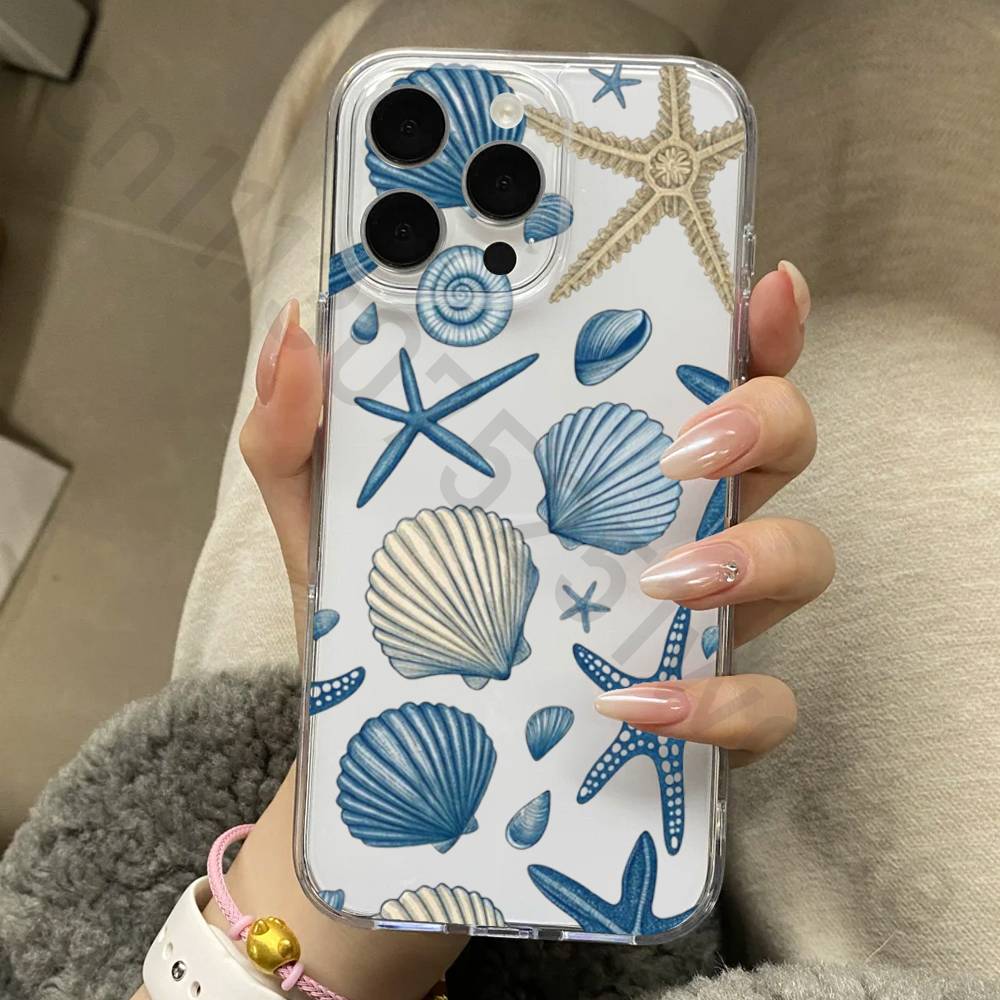 Marine Animals Sea Elements Phone Case Clear For iPhone 17 16 14 15 11 12 13 Pro Max 16E 15 16 Plus Air Silicone Cover