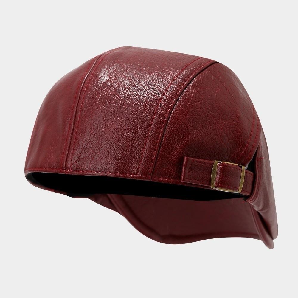 Autumn Winter Flat Cap British Style Newsboy Hat Duckbill Cap Leather Beret  Street Styling