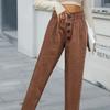 Hnědé manšestrové kalhoty dámské kalhoty s vysokým pasem kalhoty po celé délce rovné kalhoty univerzální jednobarevné streetwear sametové kalhoty