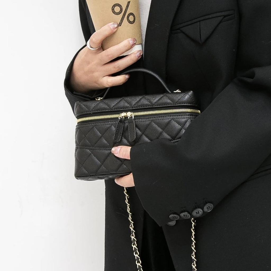 26C Natale Crack Champagne LP Borsa Pranzo Portatile Borsa Cosmetici Borsa a Spalla a Catena Rombo Borsa a Tracolla Donna