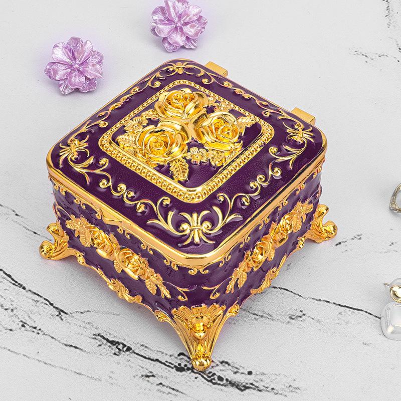 European Retro Luxury Princess Enamel Jewelry Box - Exquisite Metal Necklace Storage Box