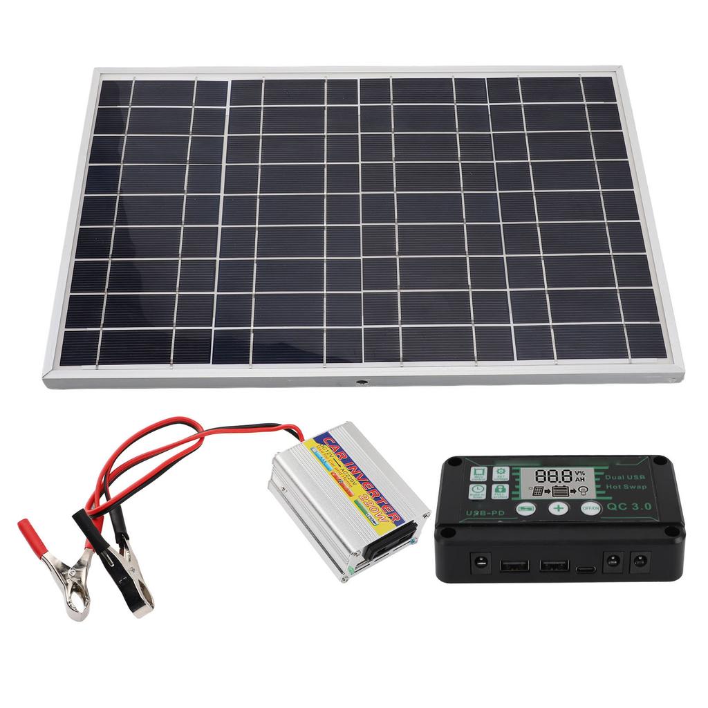 Solar Panel Kit 30W Solar Panel 220W MPPT Power Inverter Waterproof Controller for Power