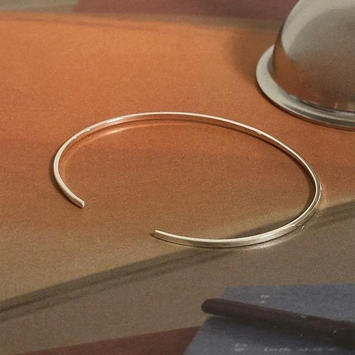 925 Silver Simple Slim Bangle Bracelet