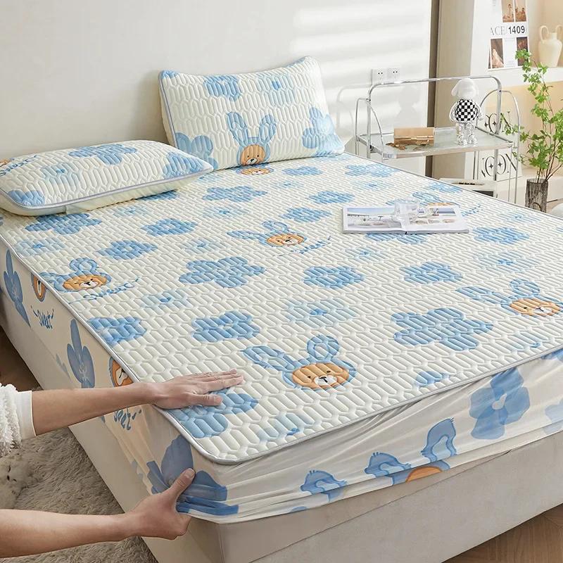Summer New Thickened Latex Fitted Sheet Non-Slip Protective Bedspread Air Conditioner Three-Piece Set of Summer Sleeping Mat