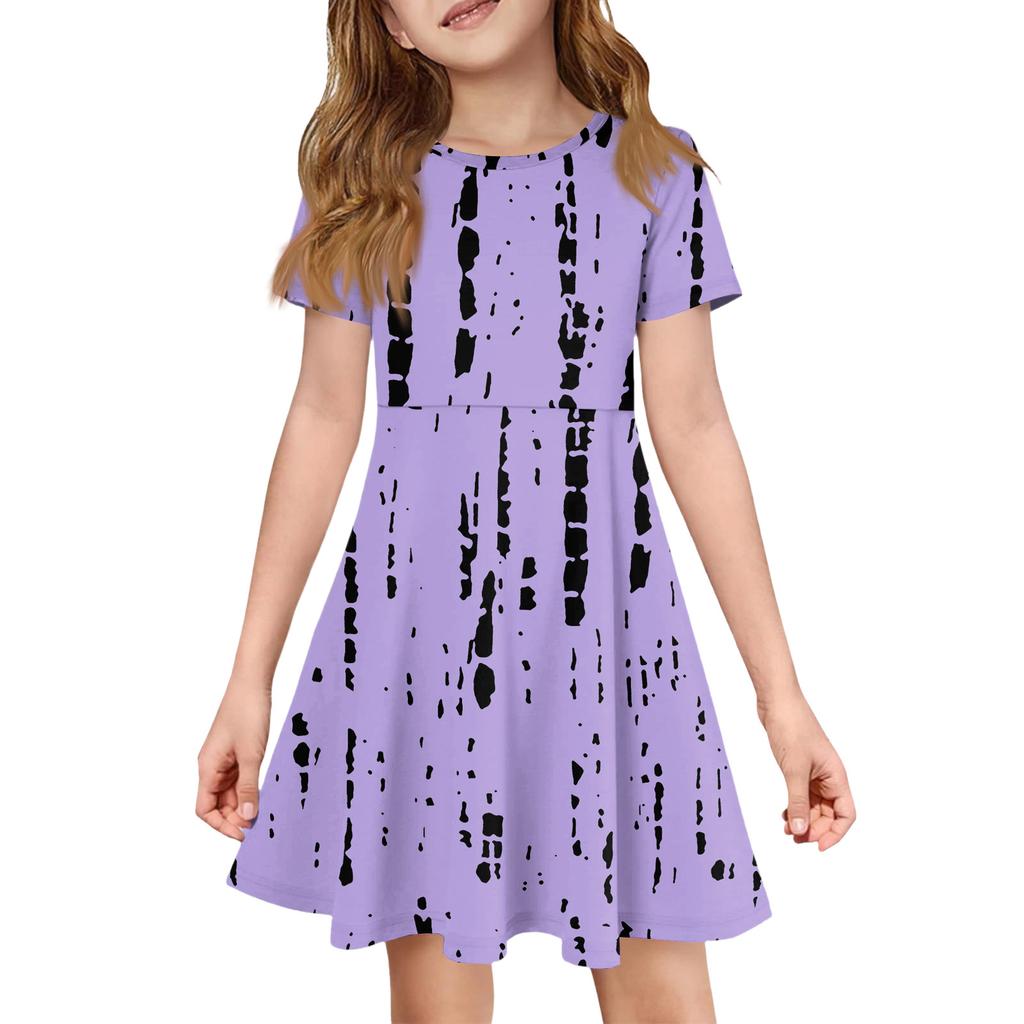 Mädchen Sommerkleid Farbe & Muster Kurzarmkleid Mit Tasche Freizeitkleid Kurze Ärmel Partykleid Ostertag