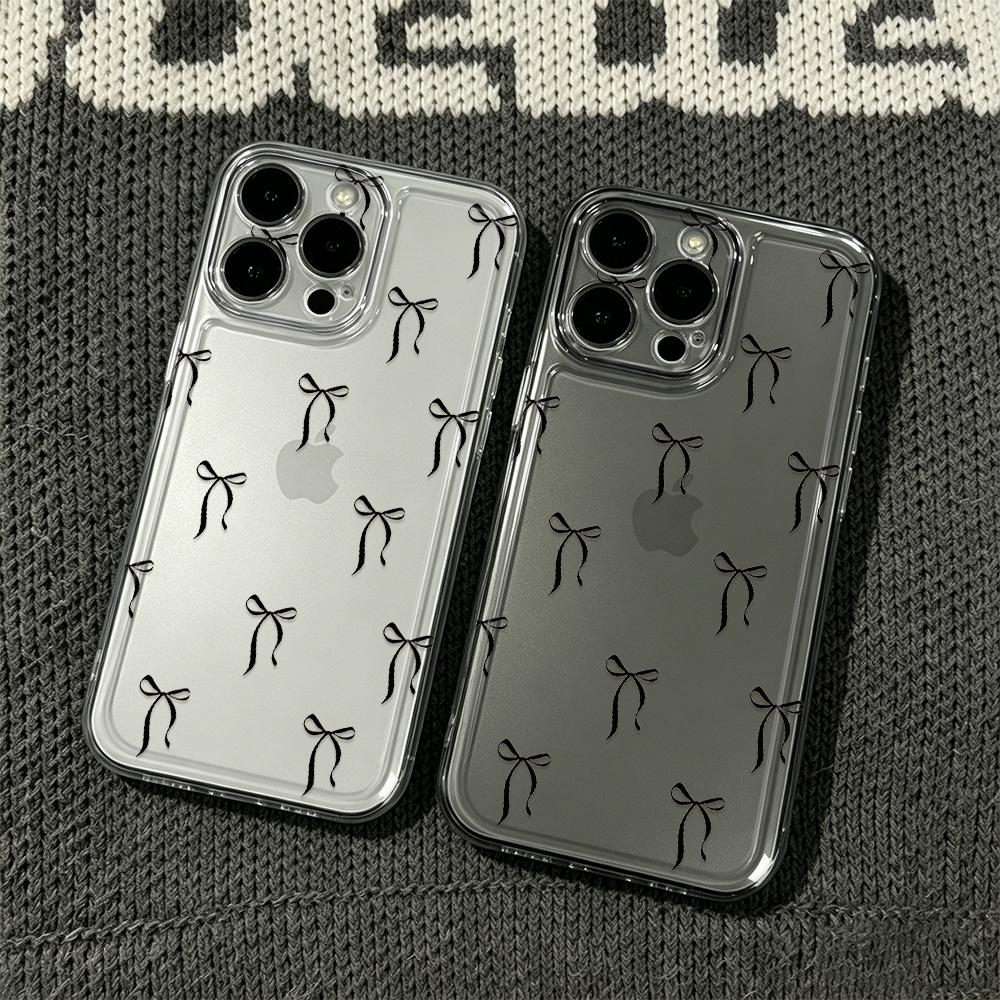 Black Bow Phone Case For Iphone 17 Pro Max Case Iphone 11 13 14 12 15 16E Pro Max 17E Air Clear Back Cover Bumper Funda