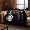 Gothic Skull Dead Girl Cartoon Horror Flannel Blanket Soft Warm Throw Blanket for Bedroom Living Room Bed Travel Camping Picnic