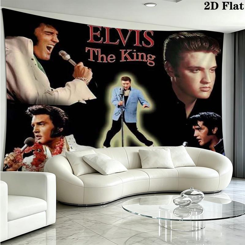 Elvis Poster Wall Tapestry Aesthetic Wall Hanging Printed Fabric Blanket Decorative Tapestries for Bedroom Living Room Home Decor