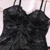 European and American Cross-Border Black Lace Satin Camisole: Sexy, Strappy, Body-Shaping, Slimming Nightgown.