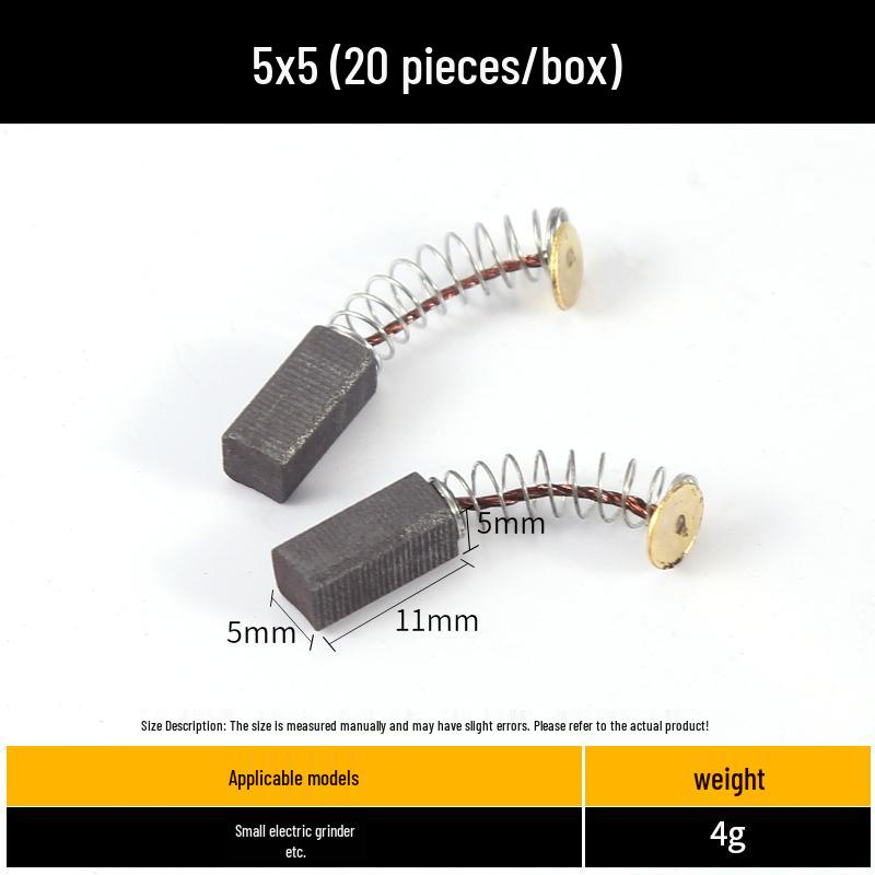 Carbon Brush Set for Angle Grinders, Cutting Machines, Hand Drills, Polishers, Sanders, Impact Drills, and Motors