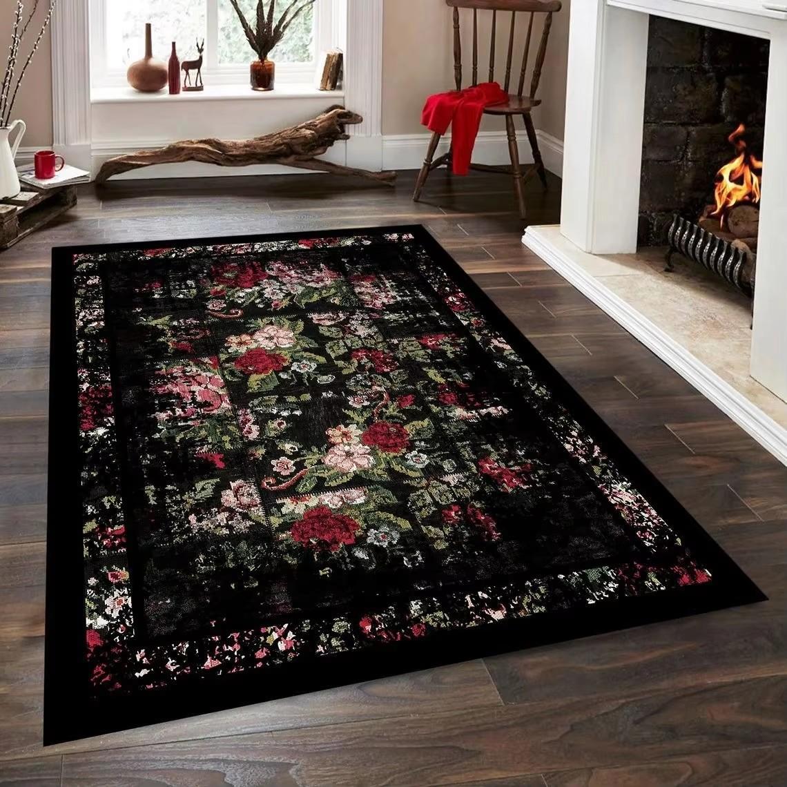 

French Retro Carpet Plant Butterfly Fox Flower Rug Anti Dirty and Wear-resistant Bedside Mat Rugs Living Room Bedroom Decor 40x60cm