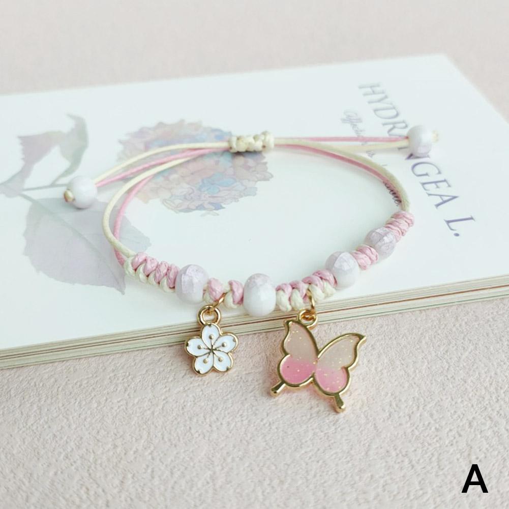 

Rinhoo Fashion Handmade Purple Butterfly Flower Bracelet Bangle Sweet For Women Animal Charm Je P6I5 Pink-One size