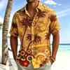 Beach essential! Hawaiian short-sleeve shirt with palm tree print, casual and stylish.