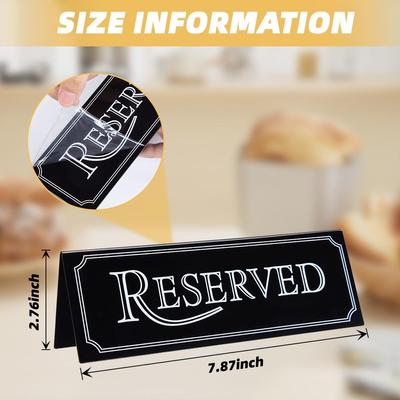 6pcs Acrylic Table Card Sign Hotel Restaurant Reserved Table Signs Reminder Sign for Wedding Birthday Party Decorations