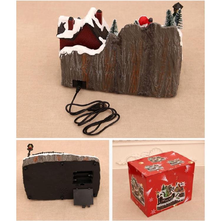 Christmas Village House Figurine with Led Light Festival Holiday