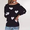 Herbst- und Winter-Neue Modelle, lockerer Liebe Valentinstag V-Ausschnitt Strickpullover Pullover Damen