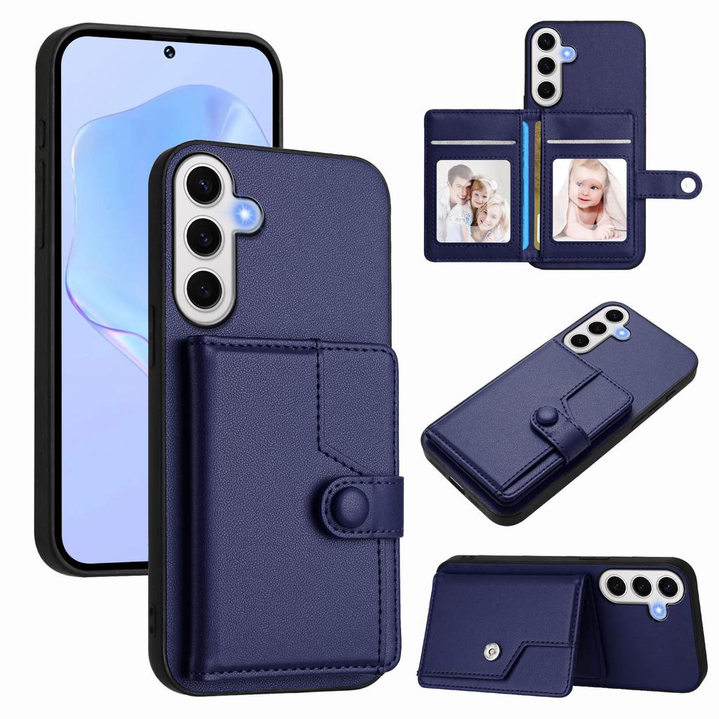 For Samsung Galaxy S24 FE Case RFID Blocking Card Holder Kickstand TPU + PU Leather Phone Back Cover