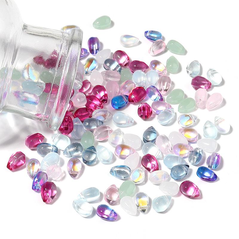 50pcs Water Shape Lampwork Beads Mixed Color Glass Beads for DIY Jewlery Making Accessories Loose Spacer Charms Imitation Rice