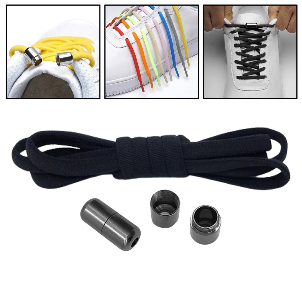 Lacets élastiques sans nœud 1 paire Universels Demi-ronds Lacets rapides Lacets sans nœud pour Baskets Chaussures de course Personnes âgées