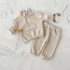 Herbst Winter Thermosuit Babykleidungssets Jungen Mädchen Lammfleece Farbblockiert Hoher Kragen Unifarbene Hose