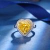 Heart-Shaped Ice Flower Cut Yellow Diamond Jewelry Set in Copper - 10*10-6*6 High Carbon Diamond for Autumn/Winter.