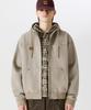Trillion Vintage Washed Canvas Work Zip-Up Hoodie [Cream]