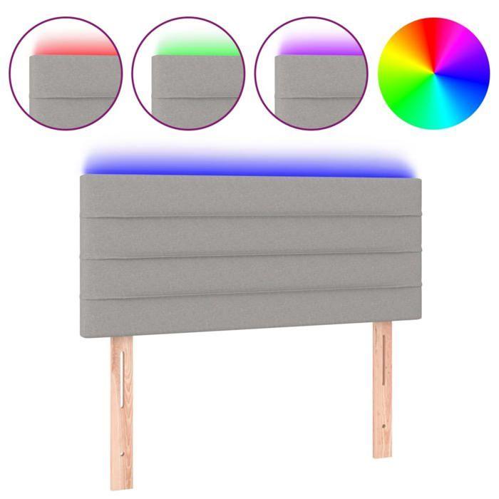 VidaXL Tête de Lit à LED Meuble de Chambre à Coucher Accessoire de Lit Simple Tête de Cadre de Lit Intérieur Gris Clair 3121742