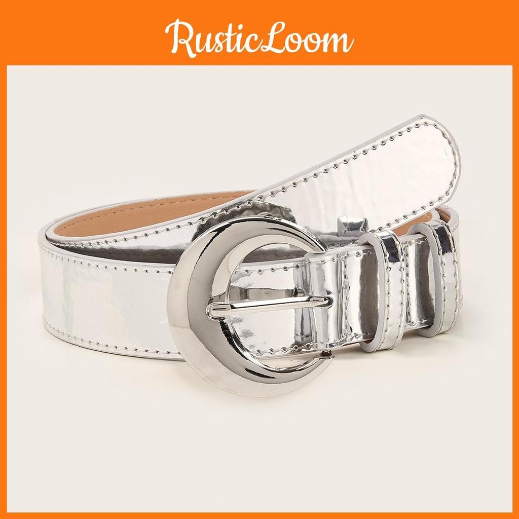 Mirror Unique Silver Buckle Faux Leather Women Waistband Decorative Belt Jeans