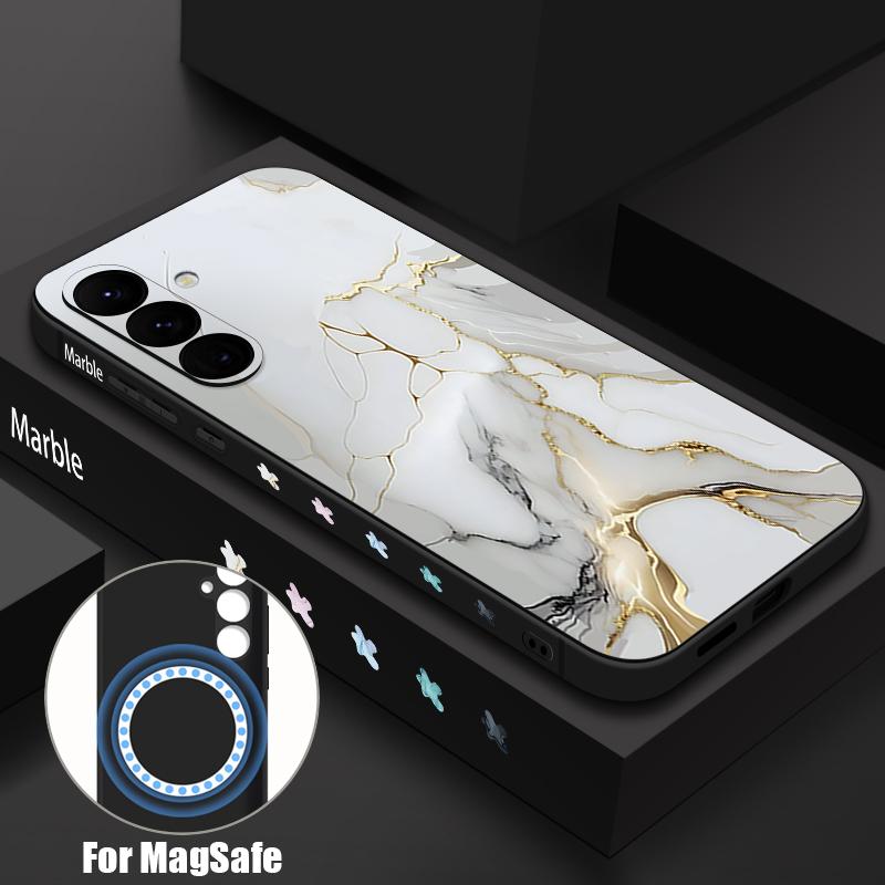 Marble Pattern Magnetic Case For Samsung Galaxy S26 S25 S24 Ultra S23 S24 S25 FE S22 Plus For Magsafe Wireless Charge TPU Cover
