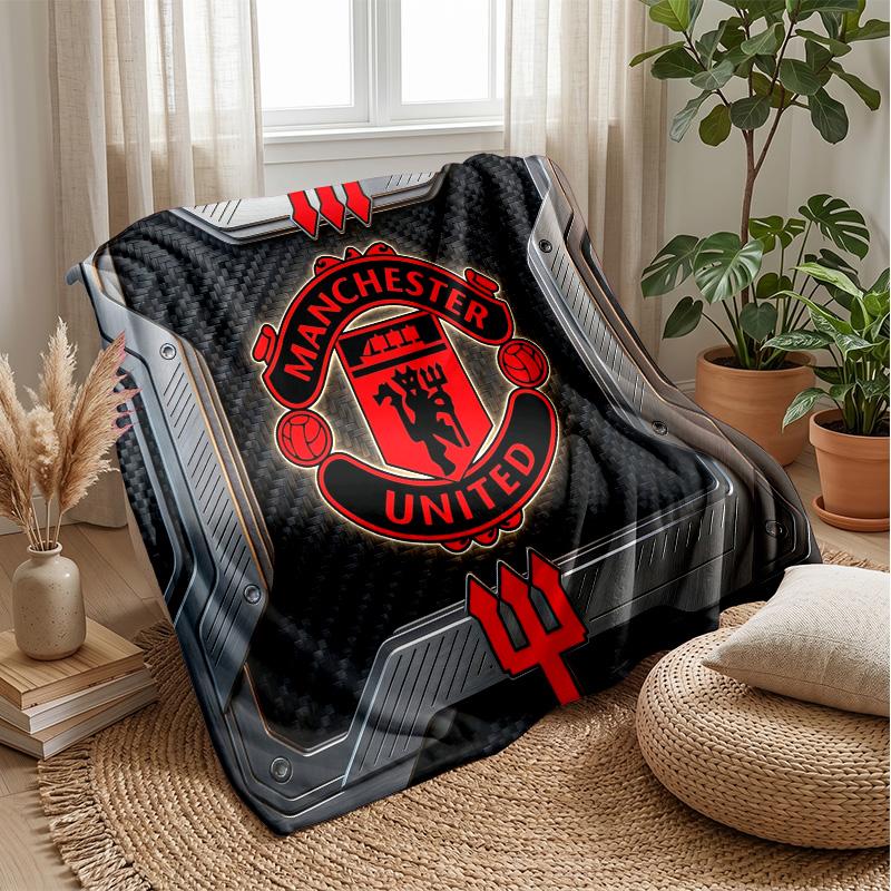 Manchester United Theme Blanket Soft Flannel Blanket Plush Throw Blanket Cozy Sofa Bed Blanket for Home Decor