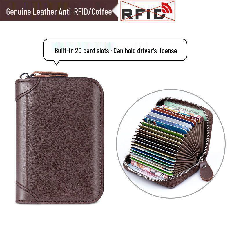 

Мужской держатель для карт из натуральной кожи - Высококлассный, Вместительный, Ультратонкий, Демагнетизирующий, Ретро обложка для водительского удостоверения Anti-Theft Demagnetizing