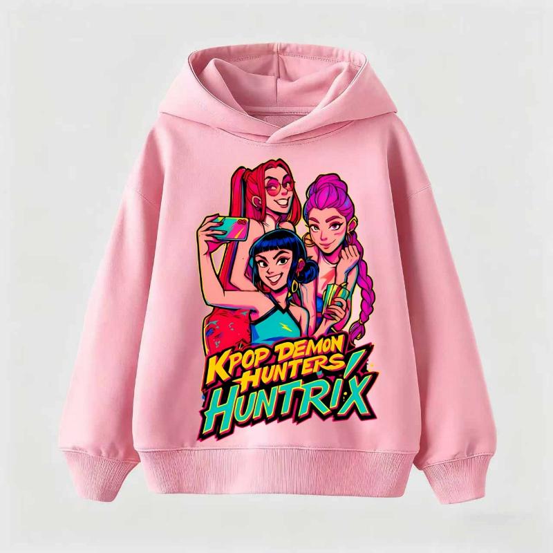 Autumn Winter KPop Demon Hunter Huntrix Children Sweatshirt Girls Boys Hip Hop Fashion Casual Warm Kids Pullover Hoodies
