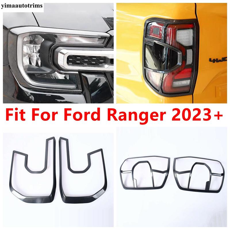 Vorderscheinwerfer Rückleuchten Lampen Rahmen Dekoration Abdeckung Zierleiste Für Ford Ranger 2024 2025 Kohlefaser Zubehör