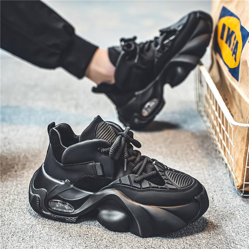 

2024 new short height increase dad shoes trend increase leather surface men s shoes fashion leisure sports white shoes men 39 чёрный