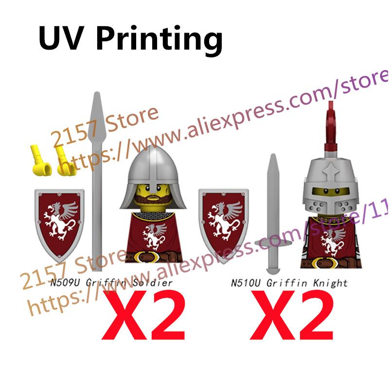 MOC Medieval Figure Building Block Castle Templar Knights Armor Militia Soldiers Gunners Shield Helmet Assembling Brick Toys S26