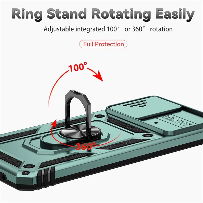 For Xiaomi Poco X4 Pro 5G Case Armor Slide Lens Protect Cover For Poko Little X4 Pro X4Pro PocoX4Pro Ring Stand Shockproof Funda