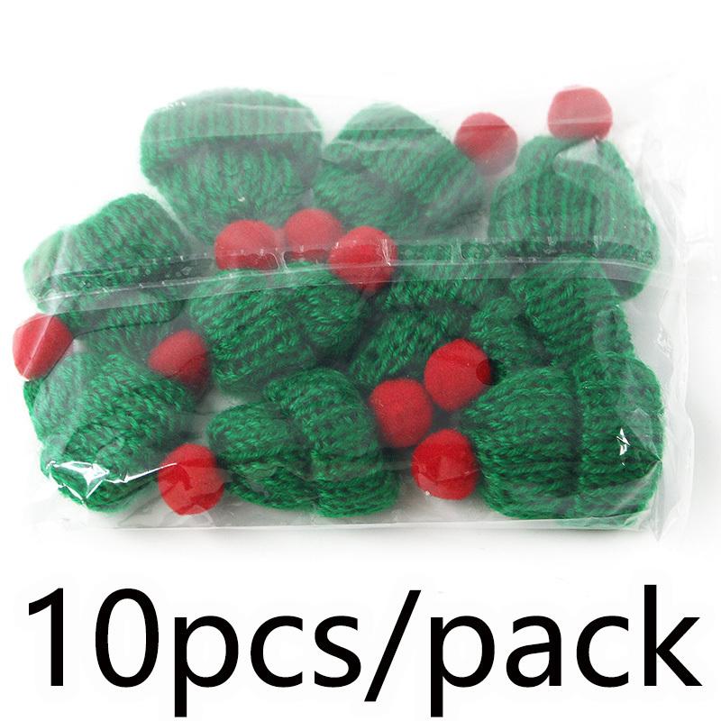 (10 Pcs/pack) 6x4cm Christmas Mini Knitted Hat Decoration Pendant New Year DIY Gift Holiday Party Supplies Yarn Finger Hat